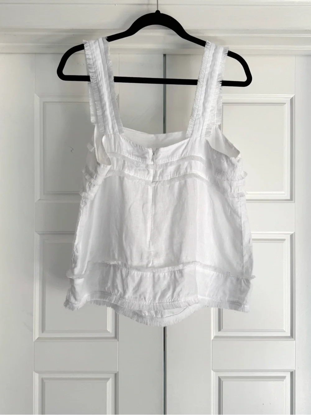 J. Crew Linen White Fringe Trim Tank, size 12